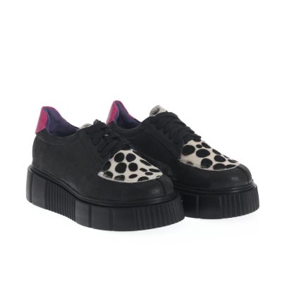 Pantofi casual cu platformă Sonia alb cu negru și roz