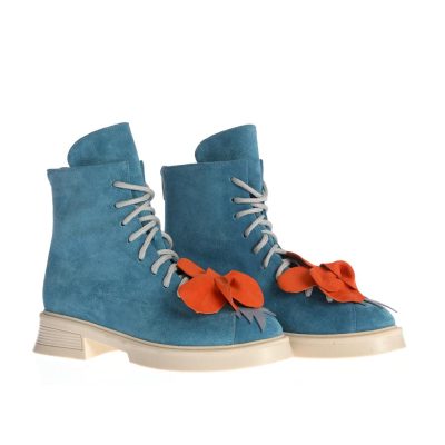 Botine Daria albastru cu portocaliu