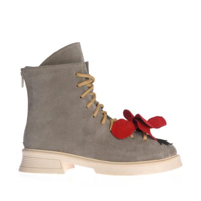 Botine Ileana gri cu detaliu floral
