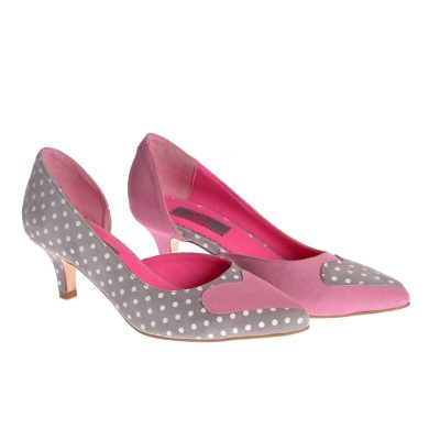 Pantofi Andreea roz cu toc mic