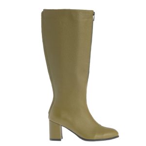 Cizme cu toc Ramona olive green din piele