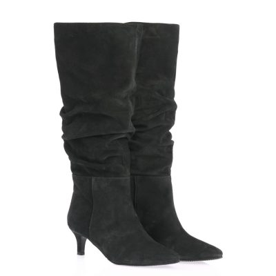 Cizme cu toc Iulia din piele intoarsa negru