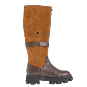 Cizme cu talpa joasa Mara maro si camel