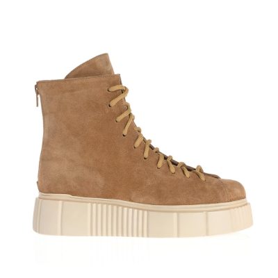 Botine Valentina camel cu platformă și fermoar
