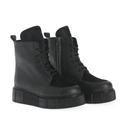 Ghete Patricia din piele neagră cu talpă chunky