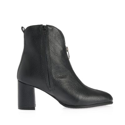 Botine Sânziana din piele texturată negru