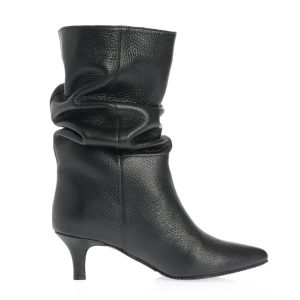Cizme Karina din piele negru cu toc kitten