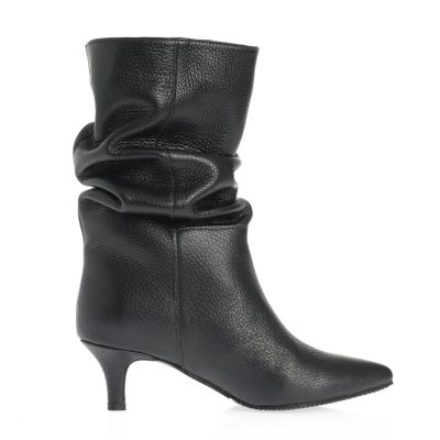 Cizme Karina din piele negru cu toc kitten
