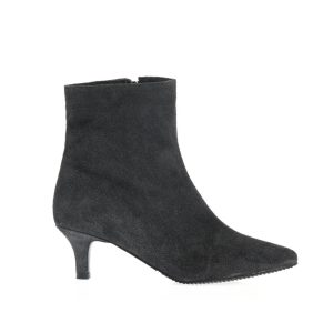 Botine Roxana din piele intoarsa negru cu toc kitten