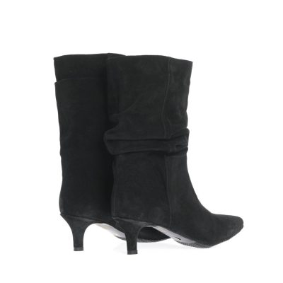 Cizme cu toc Florentina din piele intoarsa negru