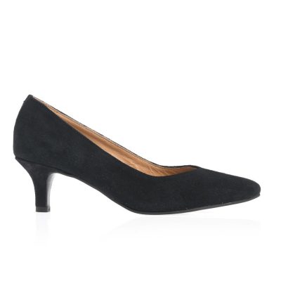 Pantofi Amelia cu toc kitten negru din piele intoarsa