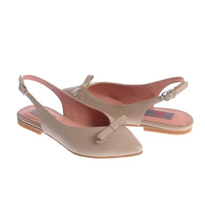 Balerini Crina bej cu funda și bareta slingback