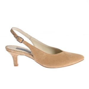 Pantofi Slingback Lucia bej cu toc kitten
