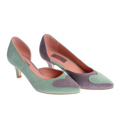 Pantofi Eliza verde-mov