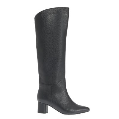 Cizme cu toc Mariana din piele texturată negru