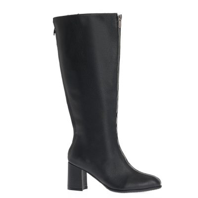 Cizme cu toc Felicia din piele neagră