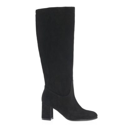 Cizme cu toc Ecaterina negre din piele intoarsa